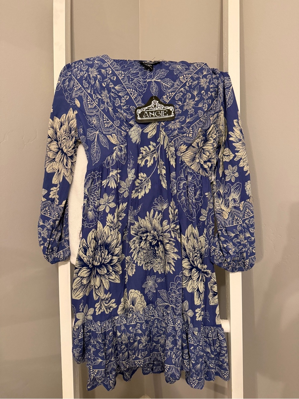 Angie Blue and Ivory Floral Casual Dress - NWT